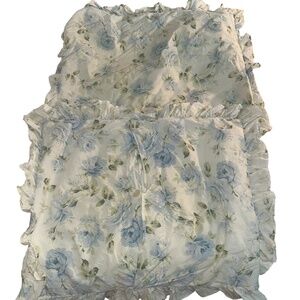 Shabby Chic blue cabbage rose standard pillows pair shams 2 pieces DISCONTINUED